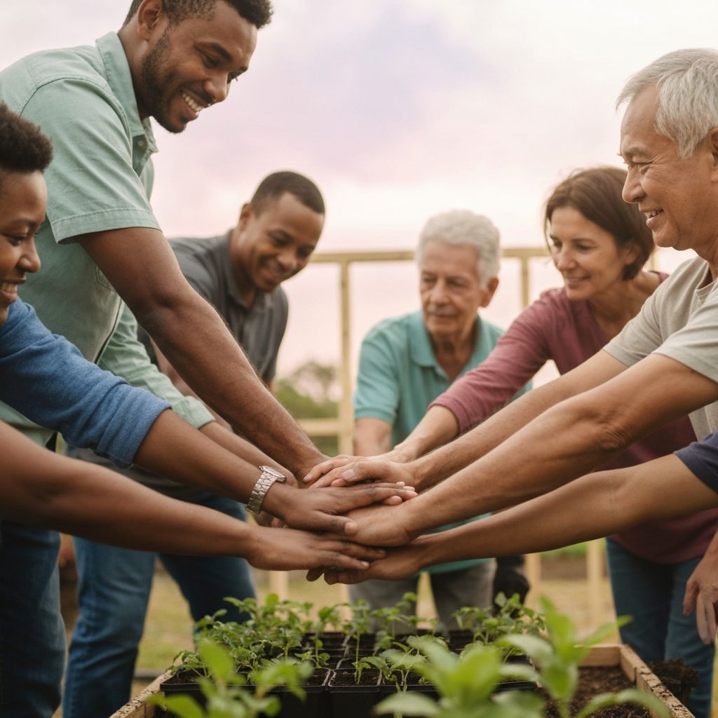 Community members working together